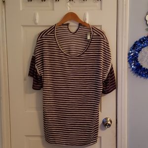 Purple and Off White Stripped Blouse